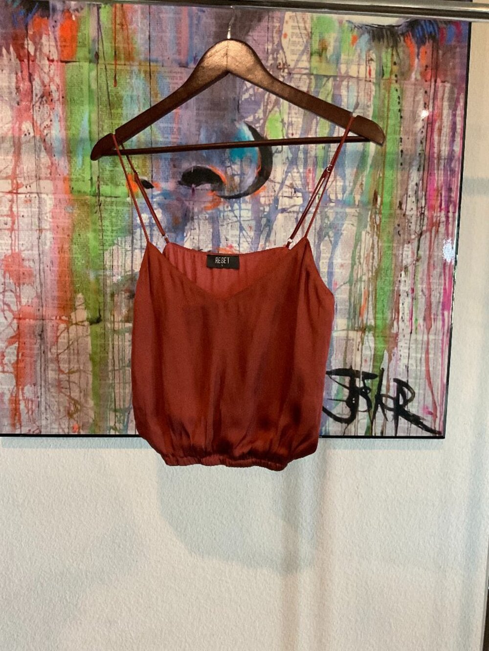 Reset Rust Satin Bubble Cami Crop Top Small